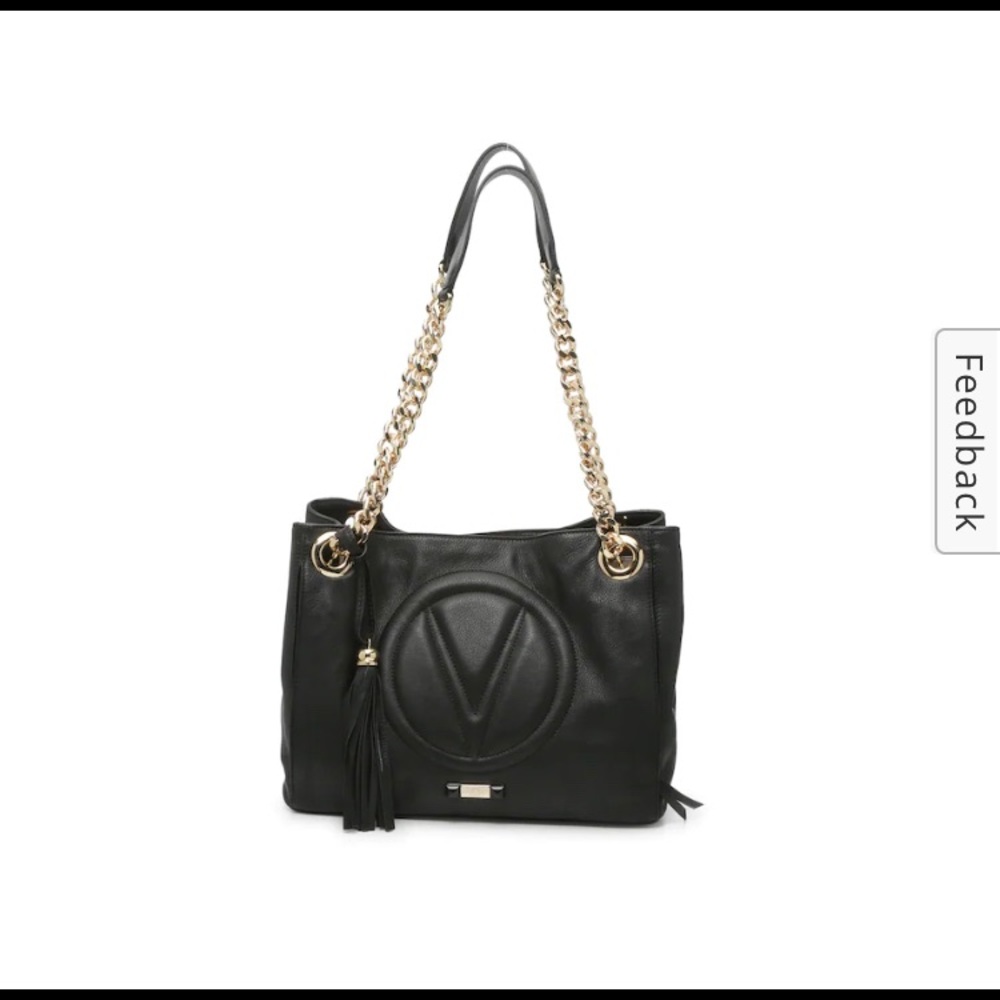 NEW LARGE Black Leather Valentino Shoulder Bag